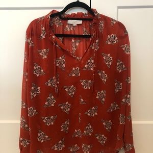 LOFT Medium Orange Floral Blouse